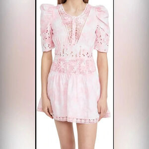 Loveshackfancy Divine Hand dyed Crochet Dress Pink Party size 8